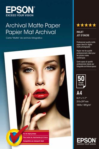 Epson Papel Mate Larga Duracion (Archival Matte Paper) A4, 50 Hojas, 192g. , Epson , EPSC13S041342 , 10343830073